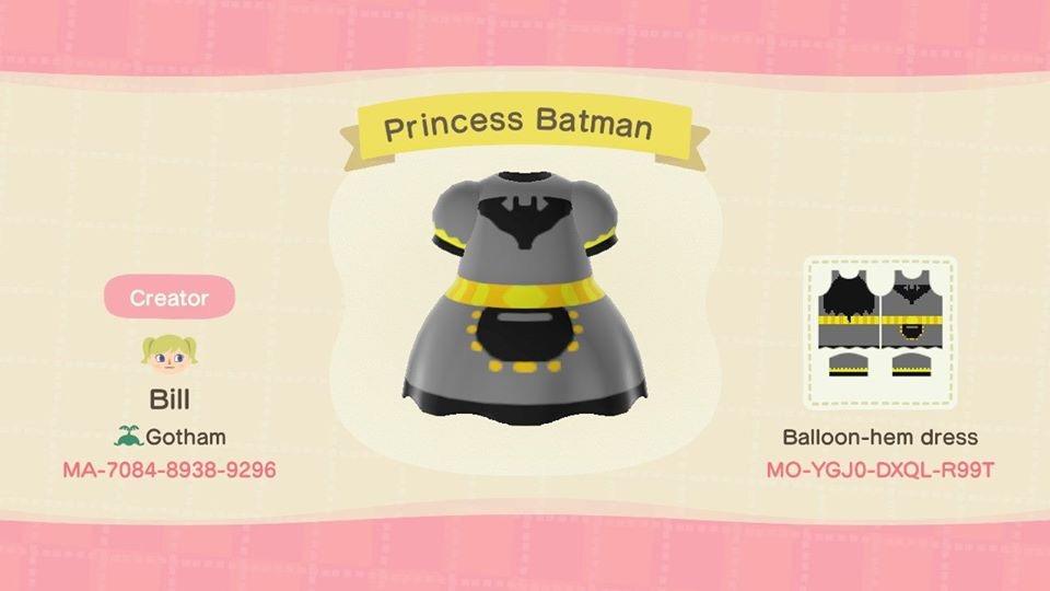 Animal Crossing Design Code: MO-YGJ0-DXQL-R99T Princess Batman