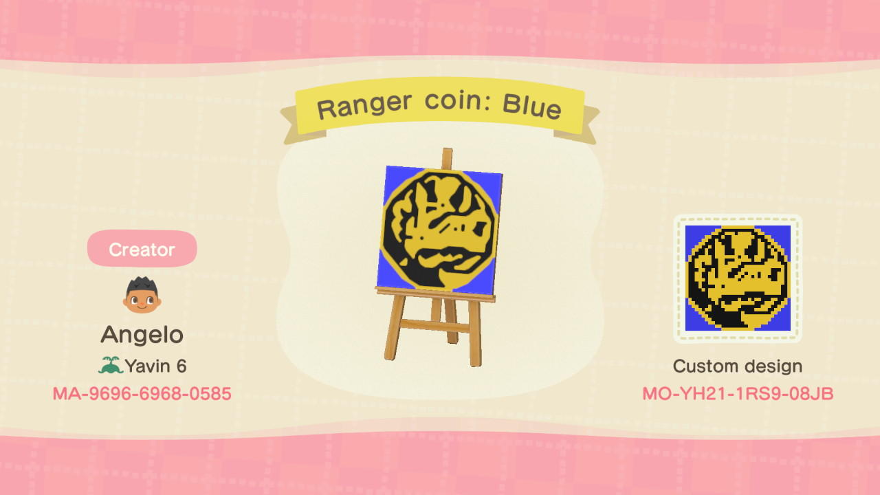 Animal Crossing Design Code: MO-YH21-1RS9-08JB Ranger coin: Blue