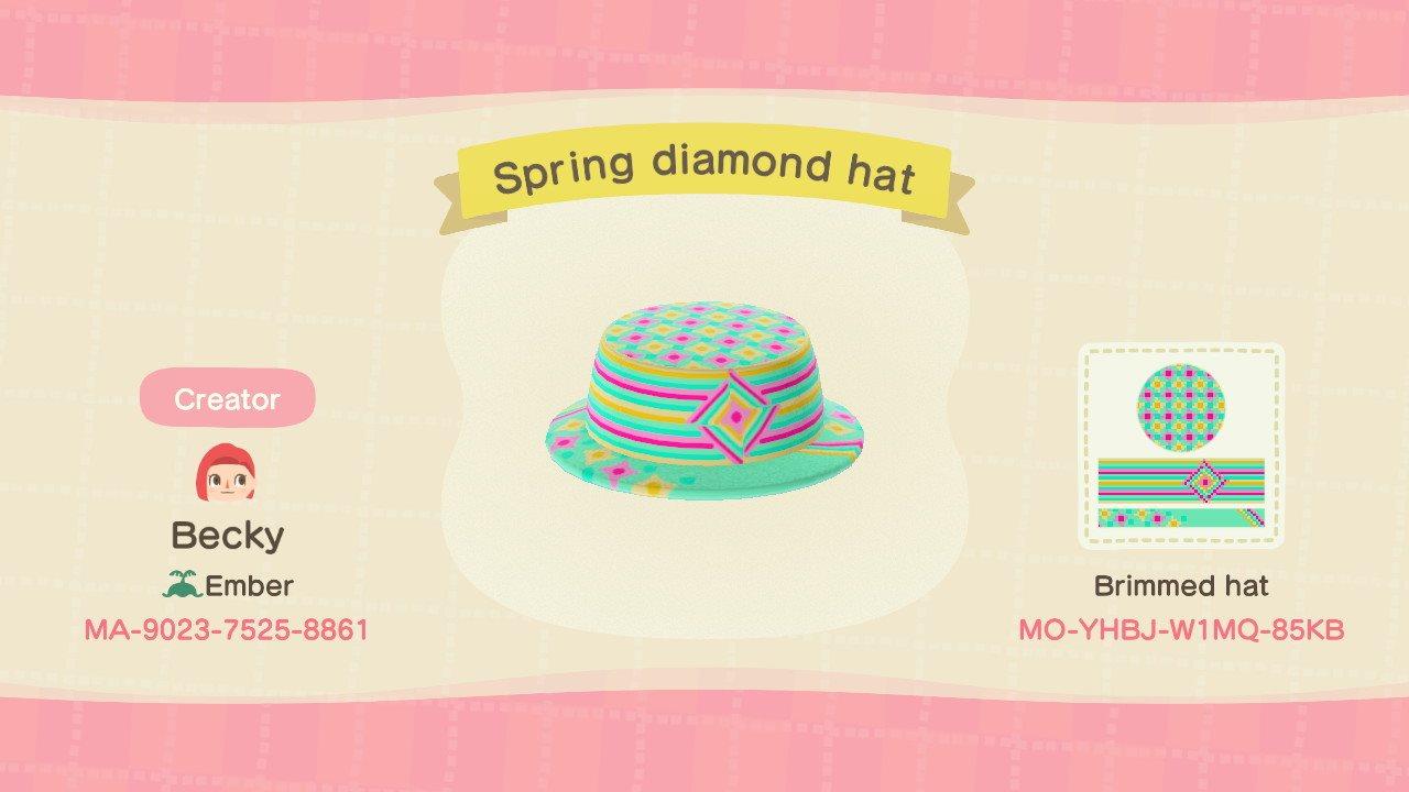 Animal Crossing Design Code: MO-YHBJ-W1MQ-85KB Spring diamond hat