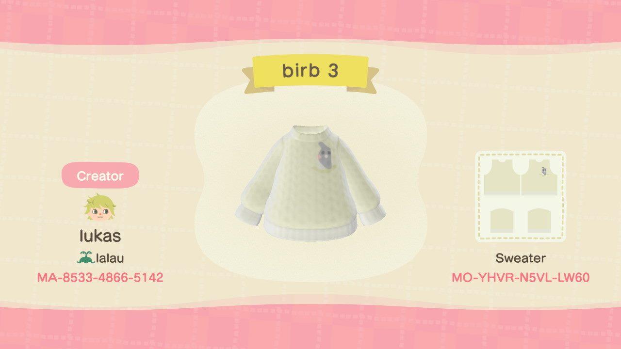 Animal Crossing Design Code: MO-YHVR-N5VL-LW60 birb 3