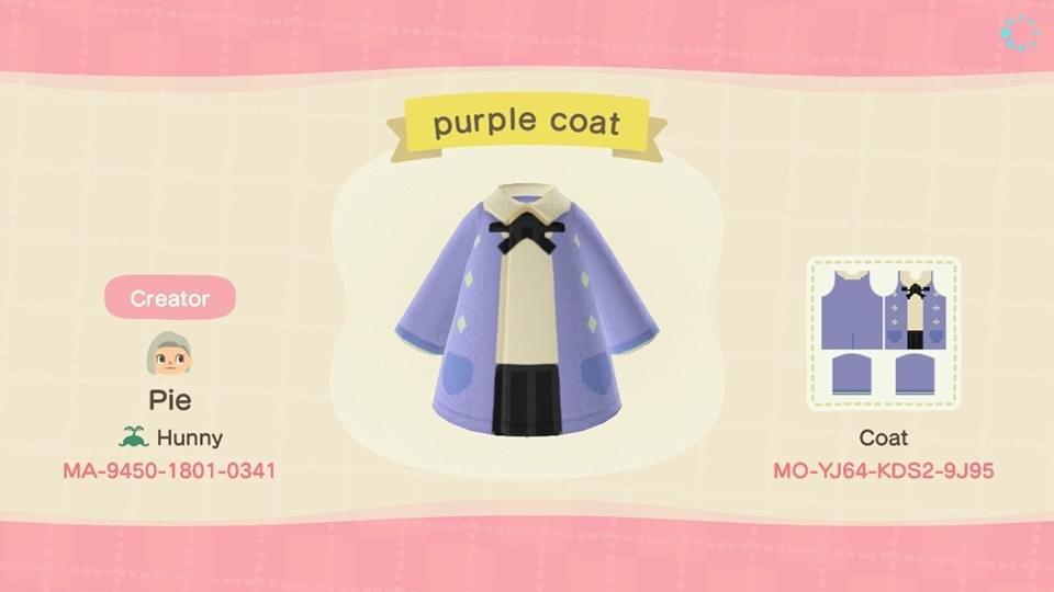 Animal Crossing Design Code: MO-YJ64-KDS2-9J95 Purple coat
