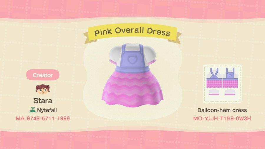 Animal Crossing Design Code: MO-YJJH-T1B9-0W3H Pink Overall Dress