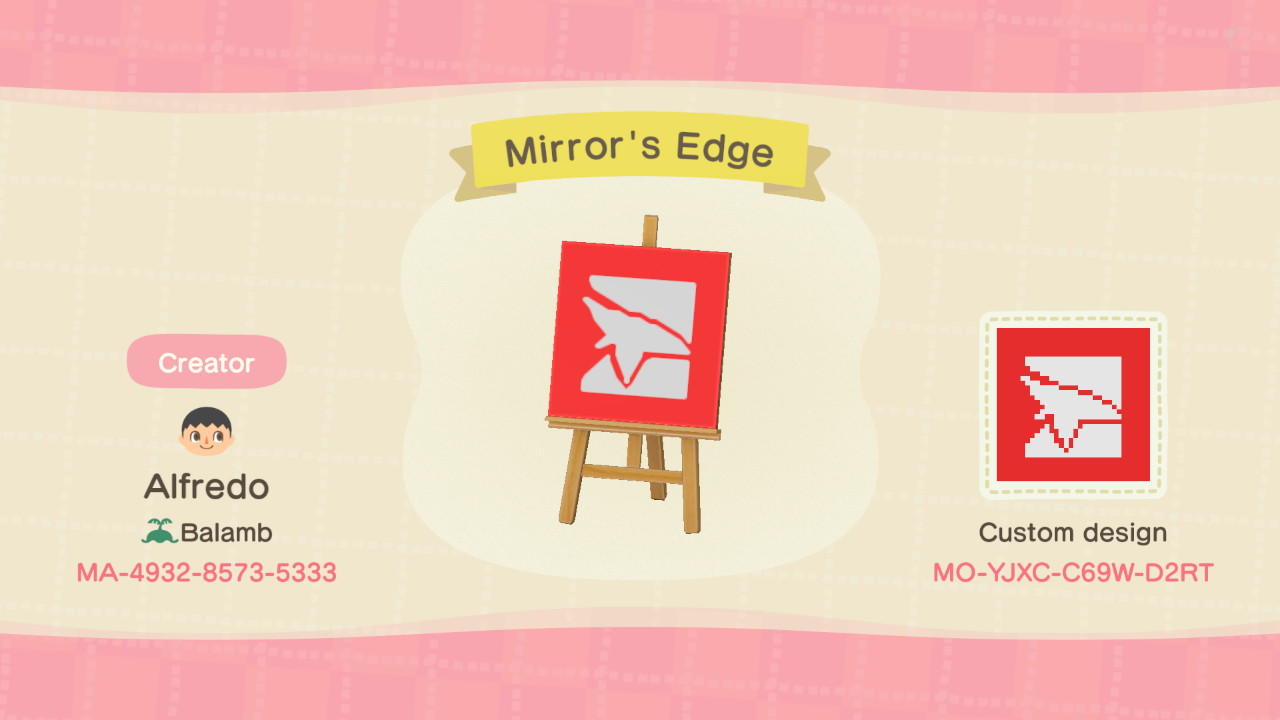 Animal Crossing Design Code: MO-YJXC-C69W-D2RT Mirror&#39;s Edge