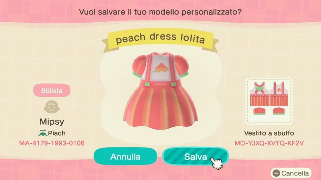 Animal Crossing Design Code: MO-YJXQ-XVTQ-KF2V Peach Lolita cute