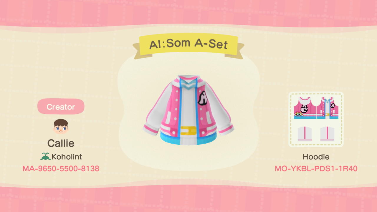 Animal Crossing Design Code: MO-YKBL-PDS1-1R40 Tesa a.k.a. A-Set