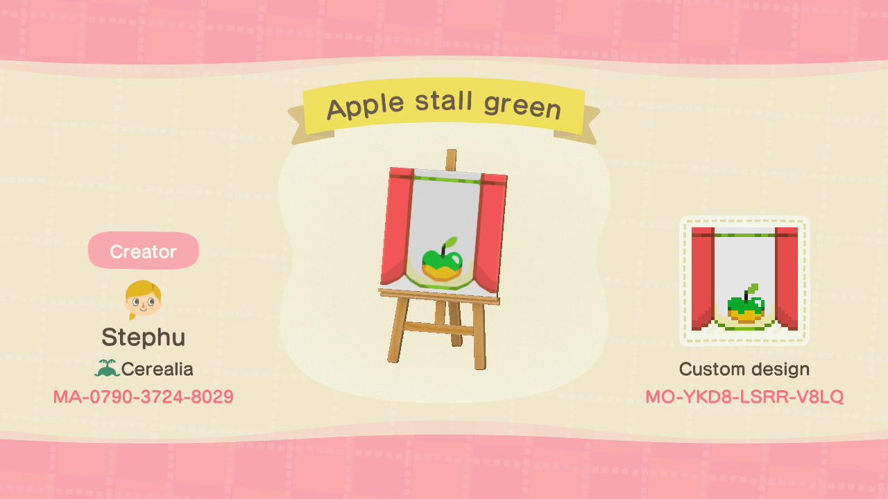 Animal Crossing Design Code: MO-YKD8-LSRR-V8LQ Apple stall 2
