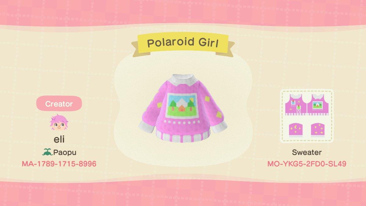 Animal Crossing Design Code: MO-YKG5-2FD0-SL49 Polaroid Girl