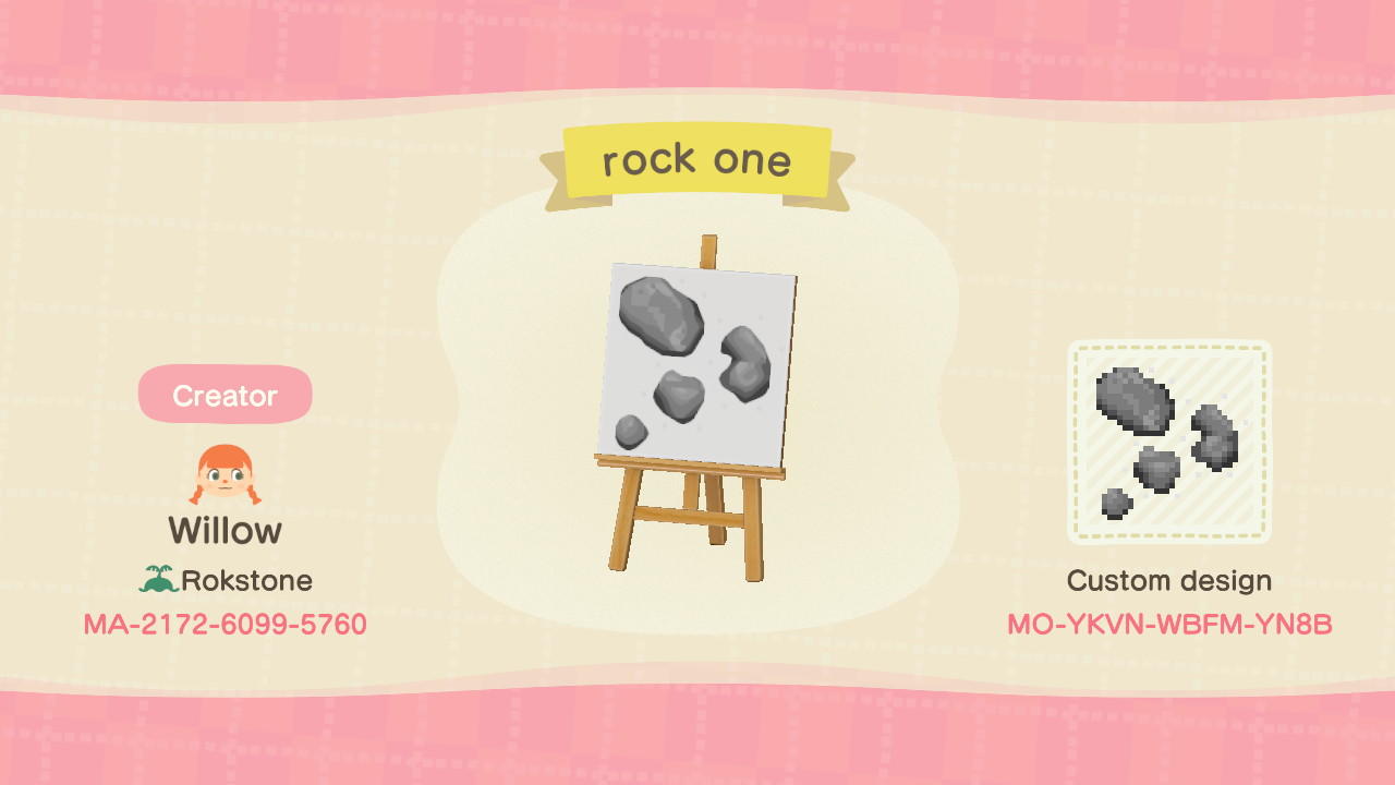 Animal Crossing Design Code: MO-YKVN-WBFM-YN8B Rock One