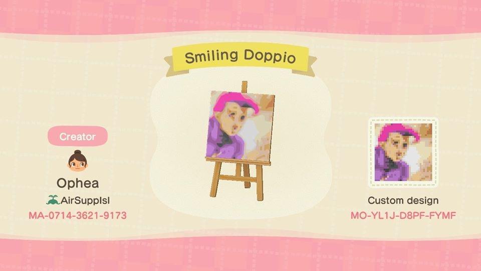 Animal Crossing Design Code: MO-YL1J-D8PF-FYMF Smiling Doppio