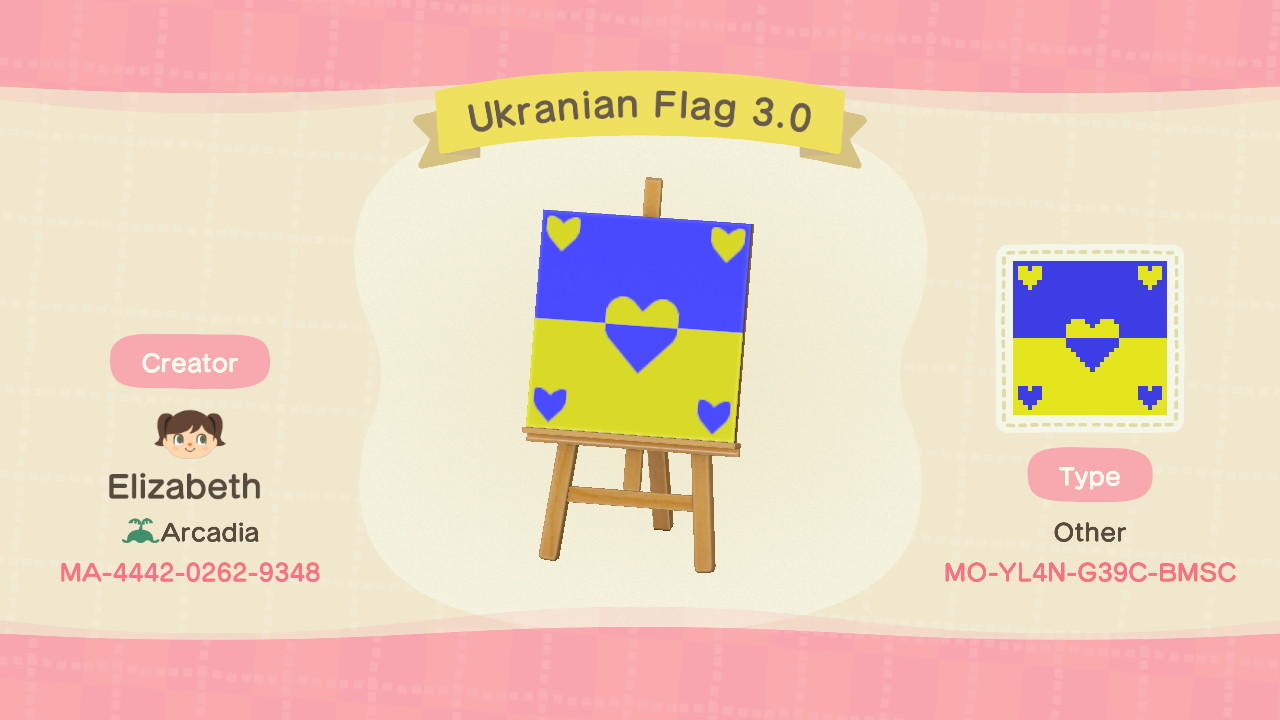 Animal Crossing Design Code: MO-YL4N-G39C-BMSC Ukrainian Flag 3.0