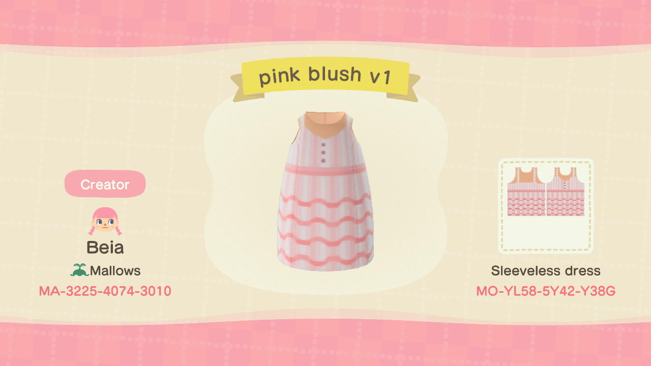 Animal Crossing Design Code: MO-YL58-5Y42-Y38G Pink blush v1