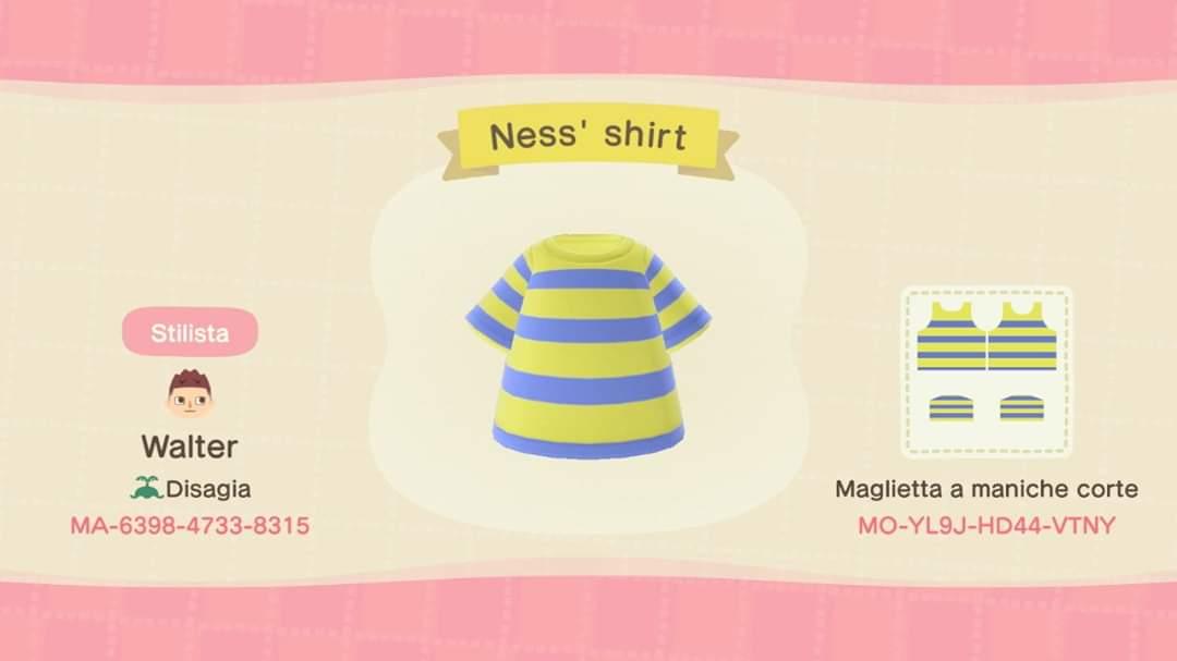 Animal Crossing Design Code: MO-YL9J-HD44-VTNY Ness&#39; shirt