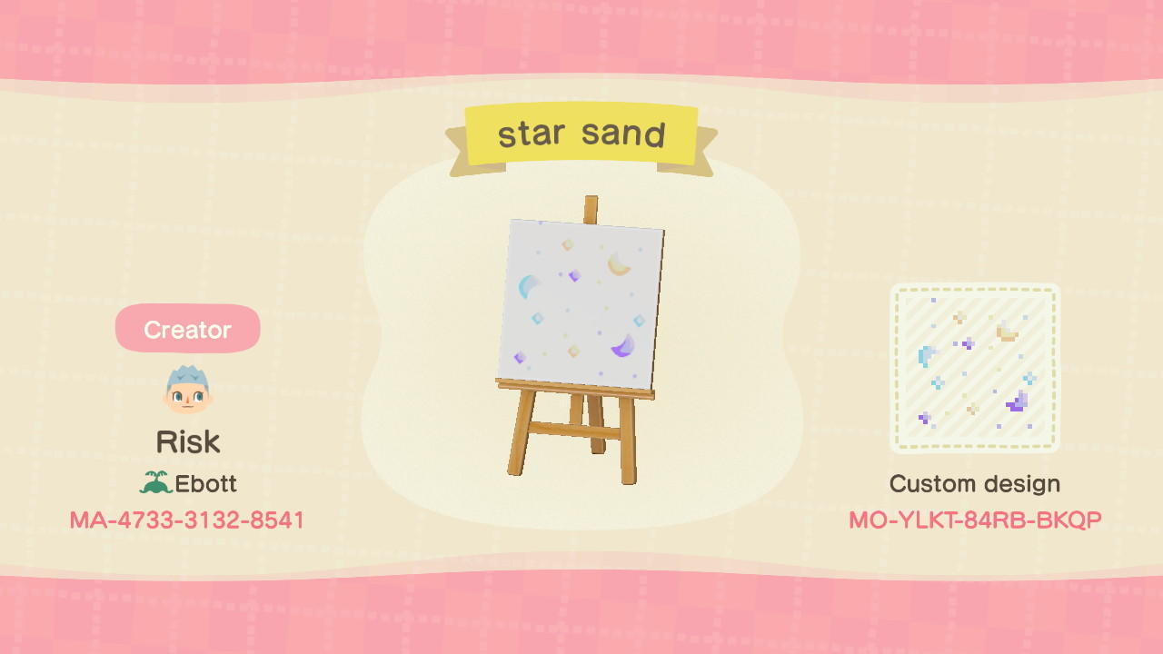 Animal Crossing Design Code: MO-YLKT-84RB-BKQP star sand