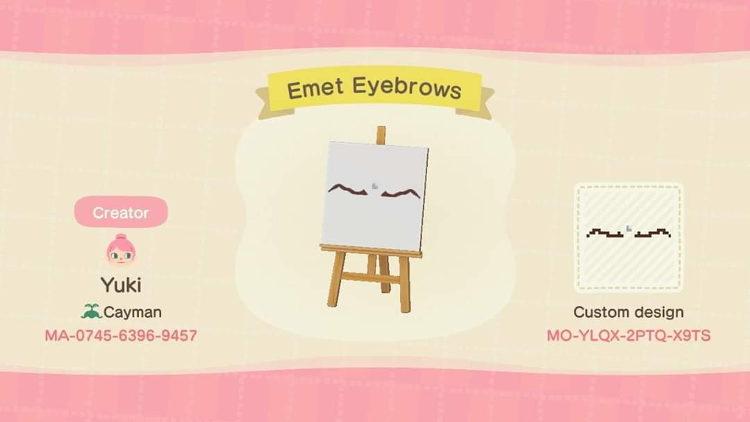 Animal Crossing Design Code: MO-YLQX-2PTQ-X9TS Emet Eyebrows