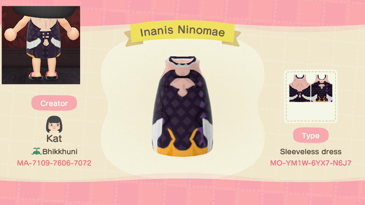 Animal Crossing Design Code: MO-YM1W-6YX7-N6J7 Ina'Nis Ninomae