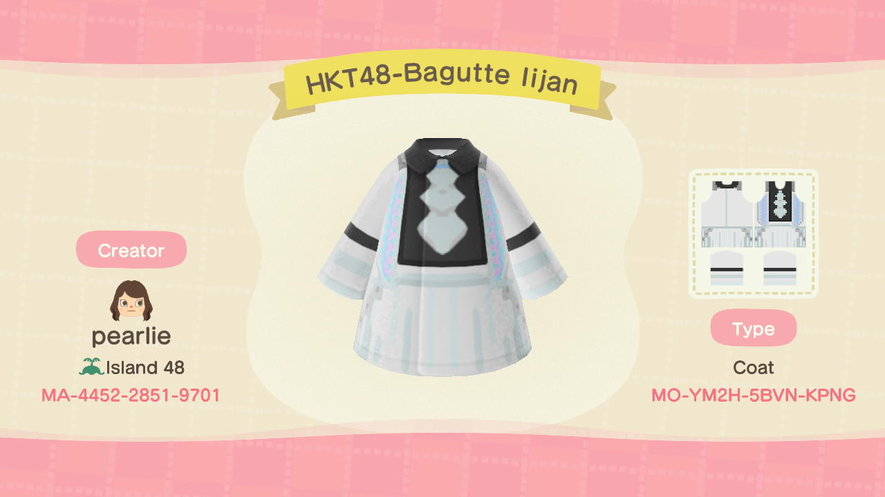 Animal Crossing Design Code: MO-YM2H-5BVN-KPNG Baggutte Iijan-HKT48