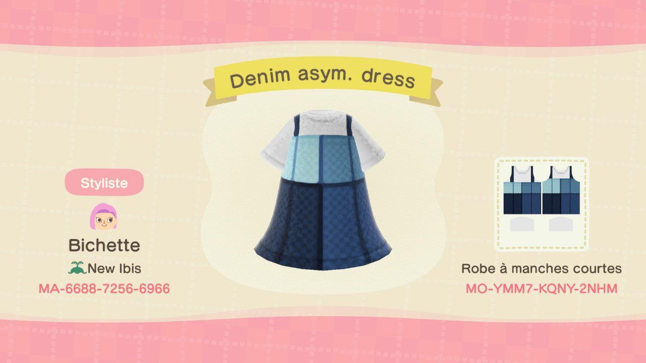 Animal Crossing Design Code: MO-YMM7-KQNY-2NHM Denim asym. dress
