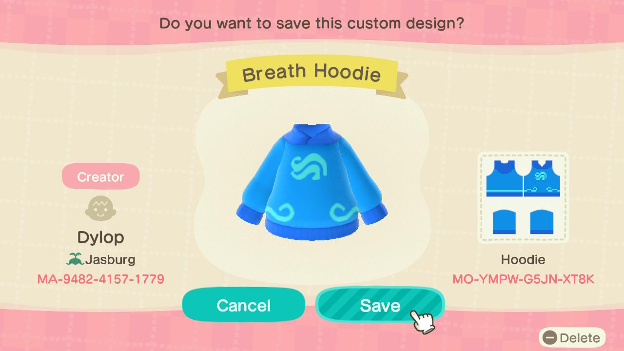 Animal Crossing Design Code: MO-YMPW-G5JN-XT8K Homestuck Breath