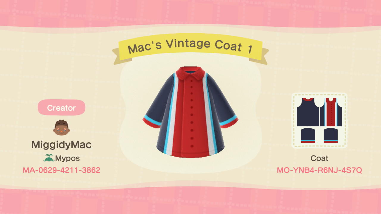 Animal Crossing Design Code: MO-YNB4-R6NJ-4S7Q Mac’s Vintage C 1