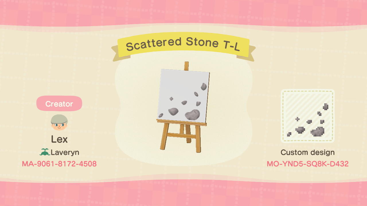 Animal Crossing Design Code: MO-YND5-SQ8K-D432 Scattered Stone T-L