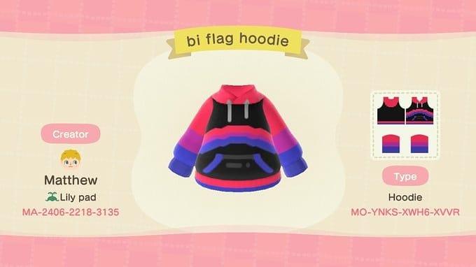 Animal Crossing Design Code: MO-YNKS-XWH6-XVVR Bisexual hoodie