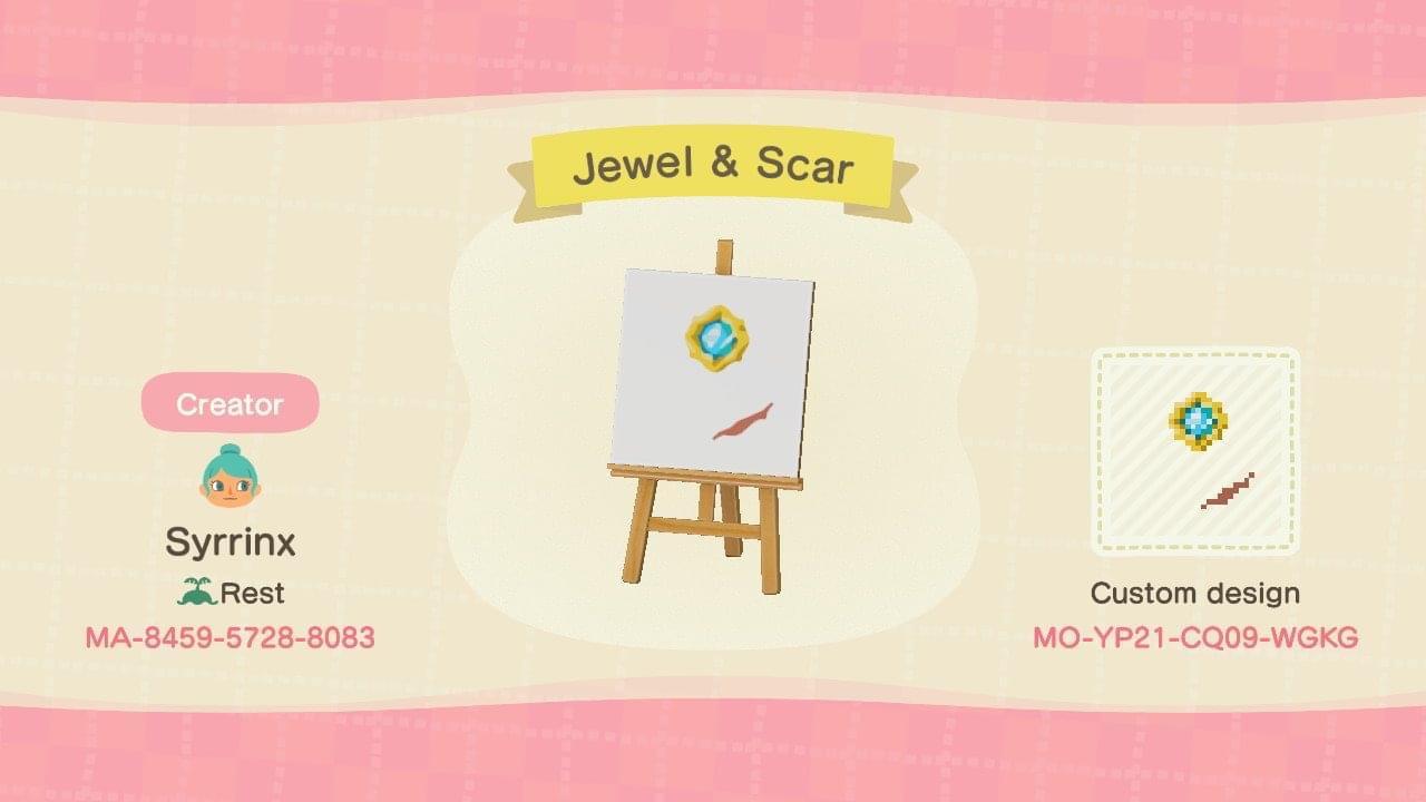 Animal Crossing Design Code: MO-YP21-CQ09-WGKG Jewel & Scar