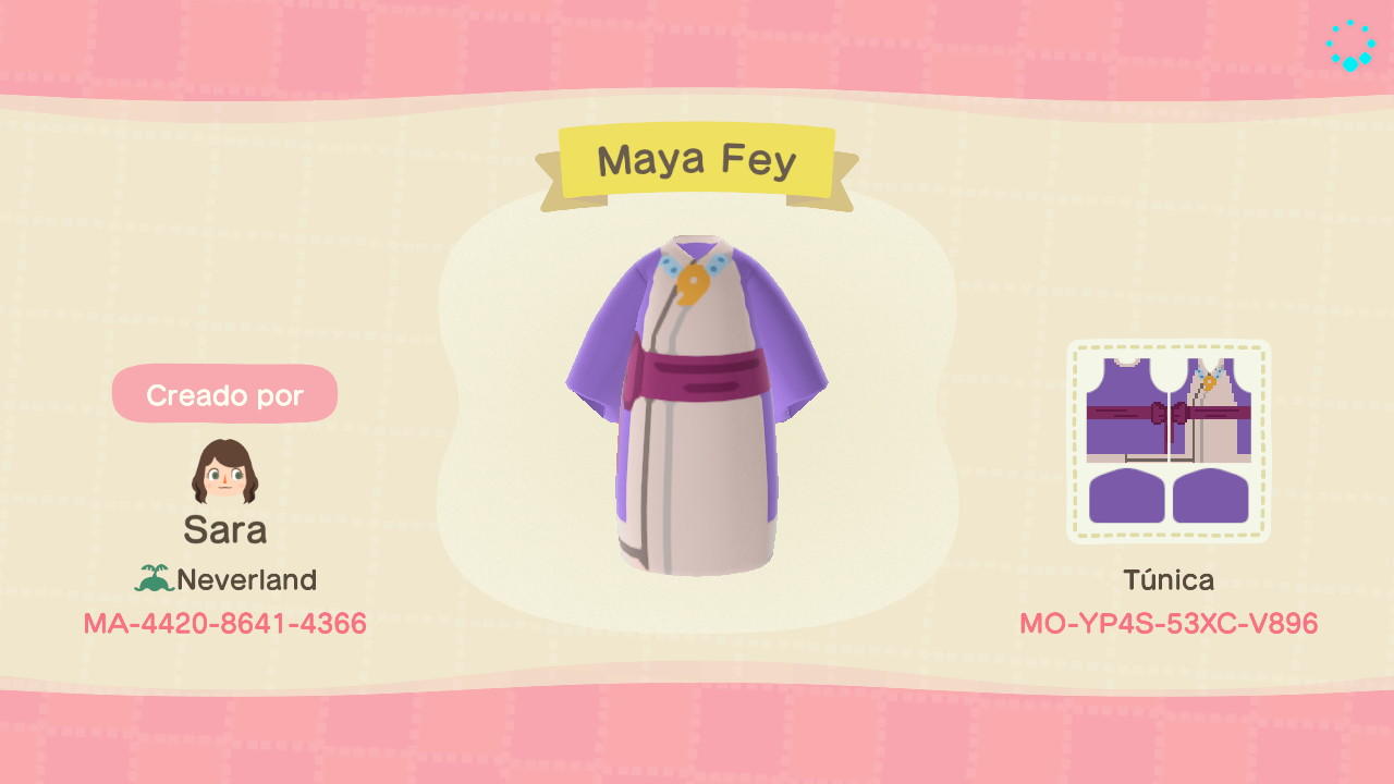 Animal Crossing Design Code: MO-YP4S-53XC-V896 Maya Fey