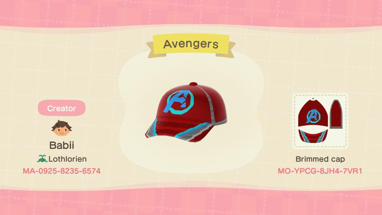 Animal Crossing Design Code: MO-YPCG-8JH4-7VR1 Avengers Hat