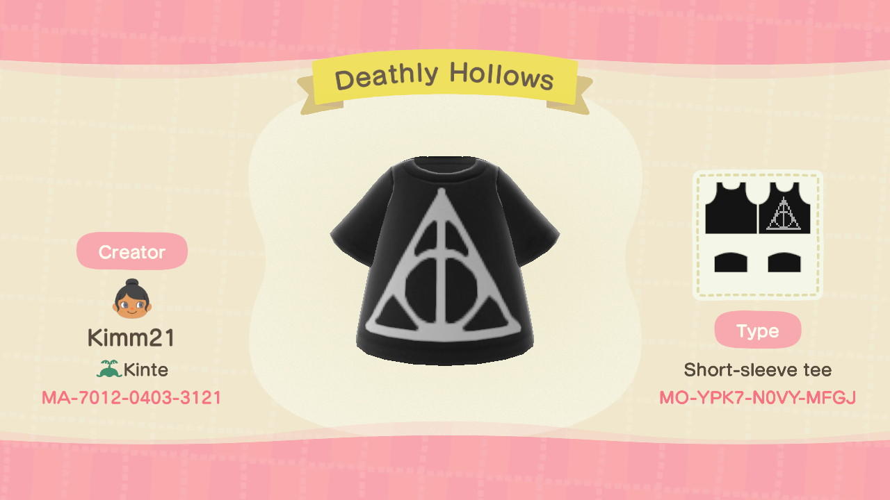 Animal Crossing Design Code: MO-YPK7-N0VY-MFGJ Deathly Hollows
