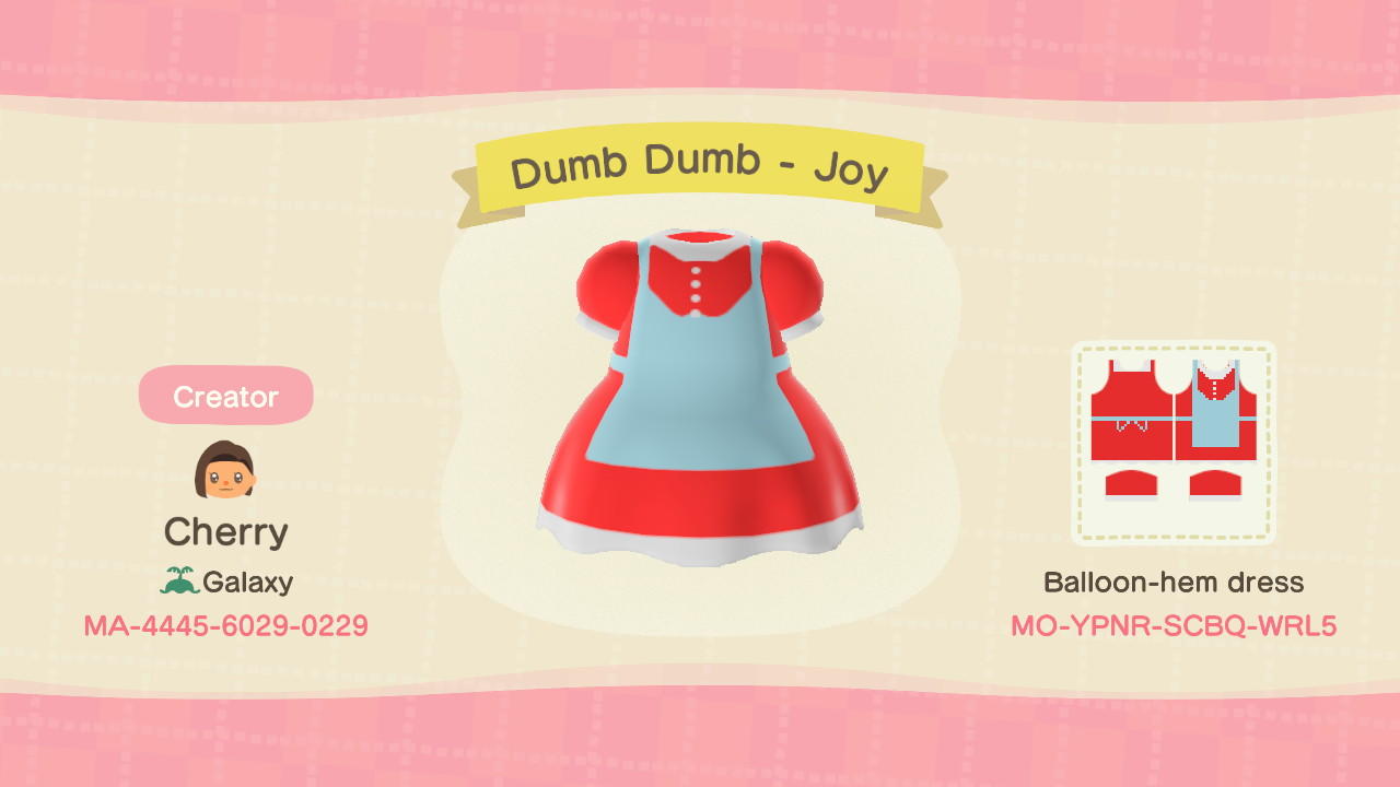 Animal Crossing Design Code: MO-YPNR-SCBQ-WRL5 Dumb Dumb - Joy
