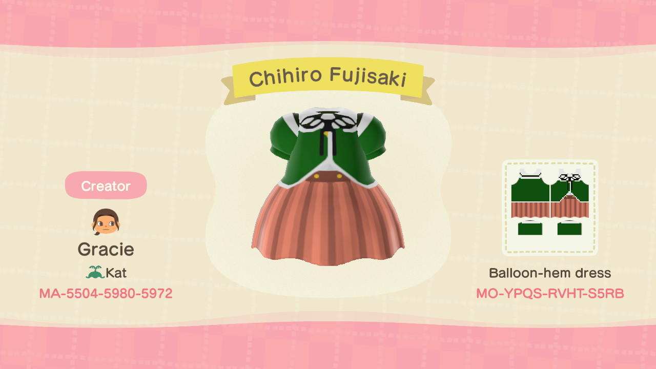 Animal Crossing Design Code: MO-YPQS-RVHT-S5RB Chihiro Fujisaki