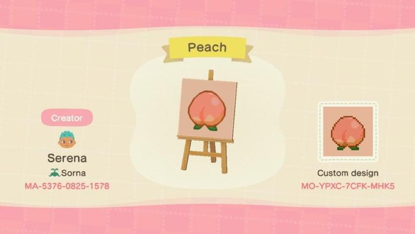 Animal Crossing Design Code: MO-YPXC-7CFK-MHK5 Peach Sign