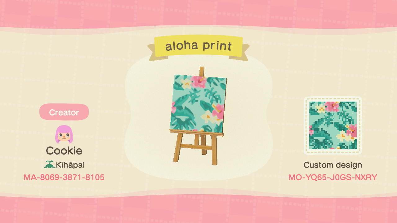 Animal Crossing Design Code: MO-YQ65-J0GS-NXRY aloha print