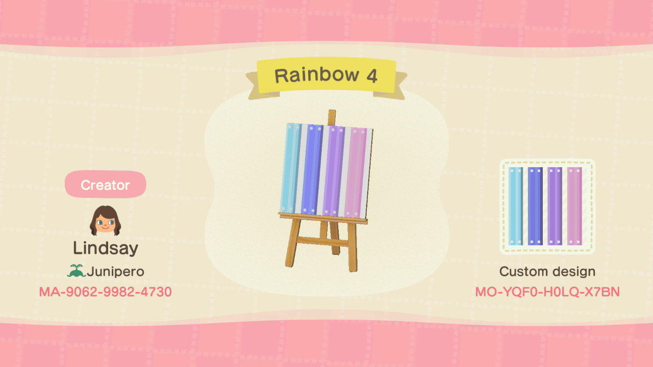 Animal Crossing Design Code: MO-YQF0-H0LQ-X7BN Rainbow 4