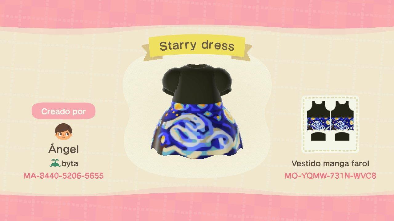Animal Crossing Design Code: MO-YQMW-731N-WVC8 Starry dress