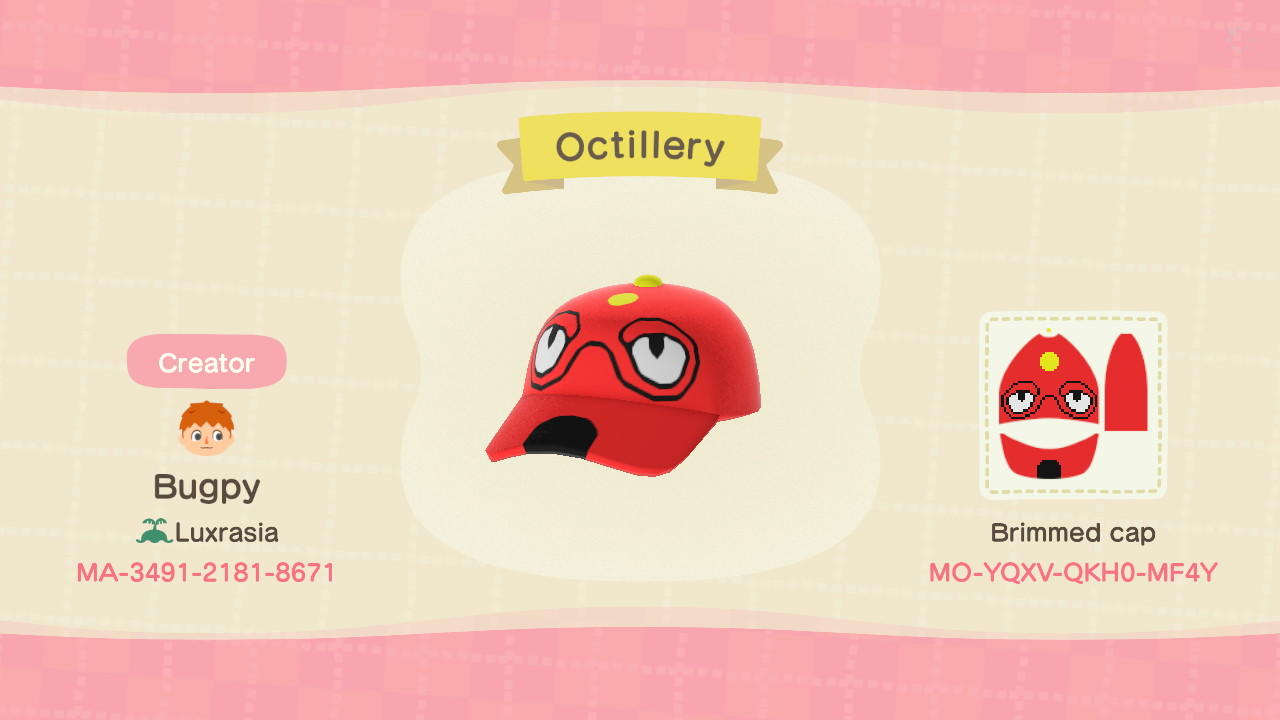 Animal Crossing Design Code: MO-YQXV-QKH0-MF4W Octillery