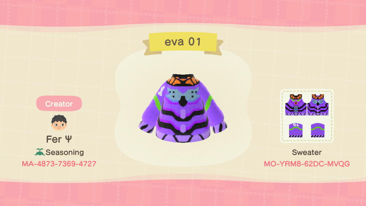 Animal Crossing Design Code: MO-YRM8-62DC-MVQG eva 01