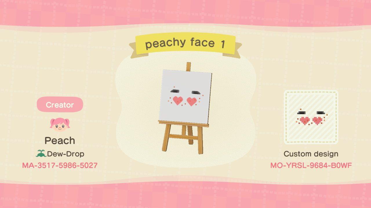 Animal Crossing Design Code: MO-YRSL-9684-B0WF peachy face 1