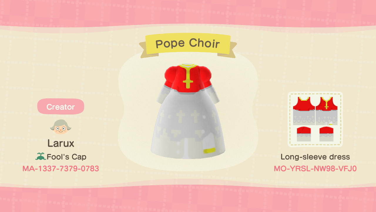 Animal Crossing Design Code: MO-YRSL-NW98-VFJ0 Pope Choir