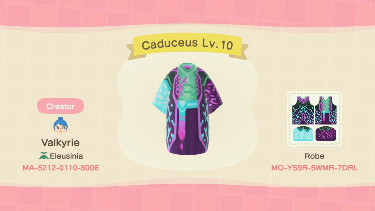 Animal Crossing Design Code: MO-YS9R-5WMR-7DRL Caduceus Lv. 10