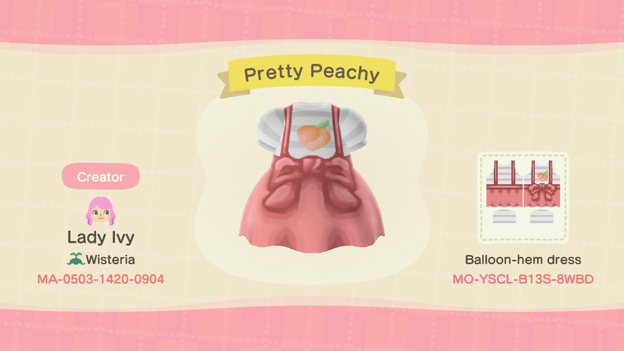 Animal Crossing Design Code: MO-YSCL-B13S-8WBD Pretty Peachy
