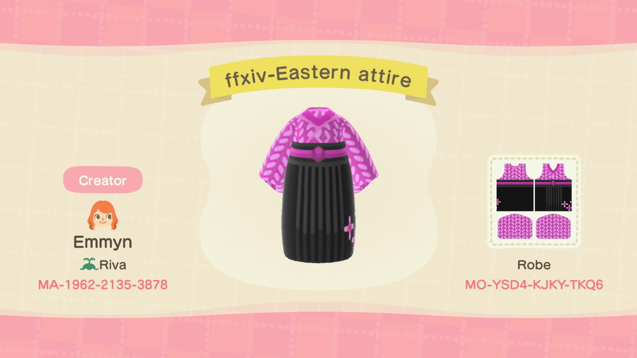 Animal Crossing Design Code: MO-YSDA-KJKY-TKQ6 FFXIV-Eastern attire