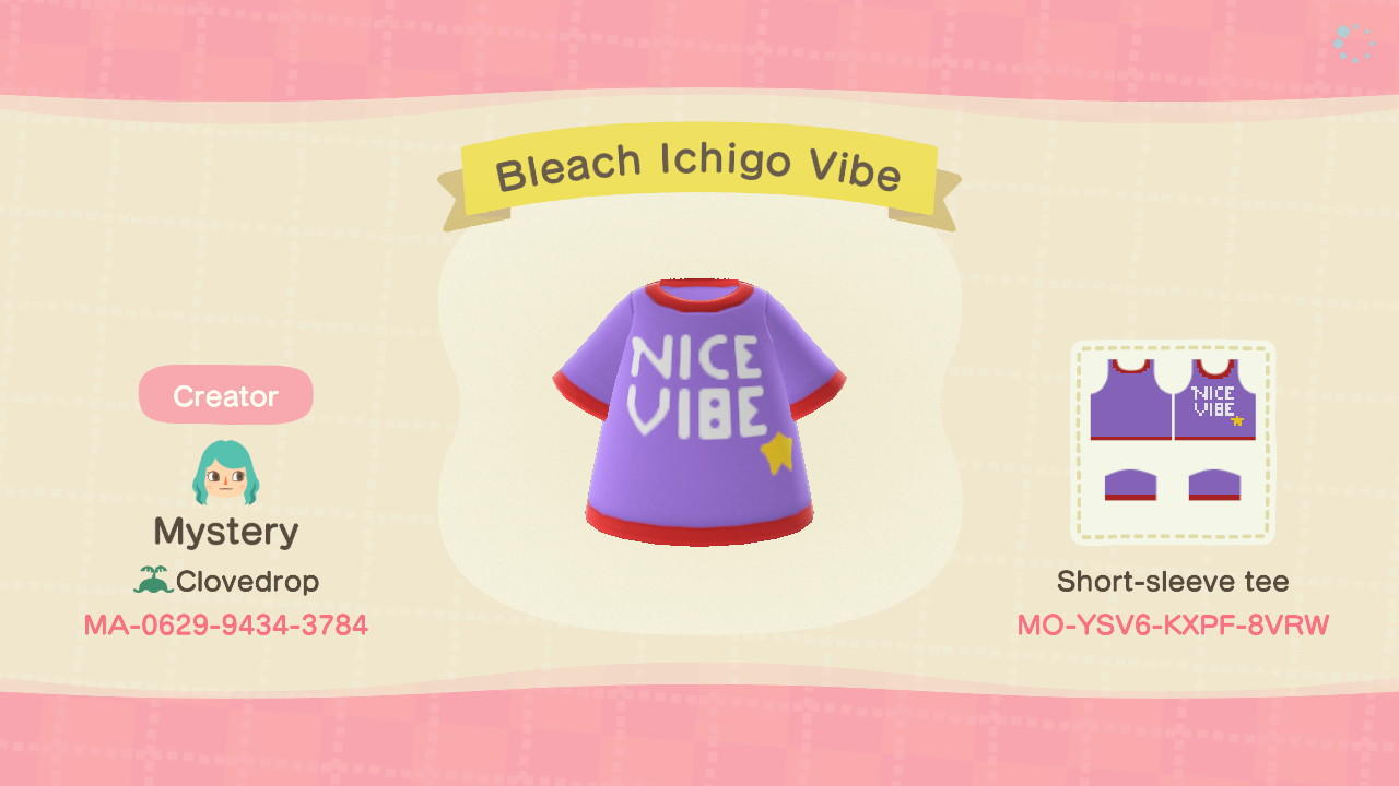 Animal Crossing Design Code: MO-YSV6-KXPF-8VRW Bleach Ichigo Vibe
