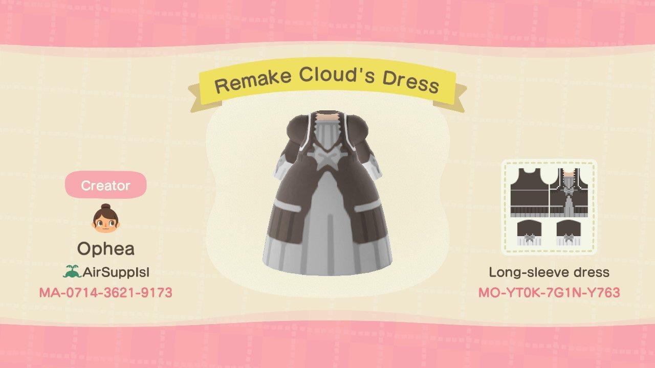 Animal Crossing Design Code: MO-YT0K-7G1N-Y763 Remake Clouds Dress