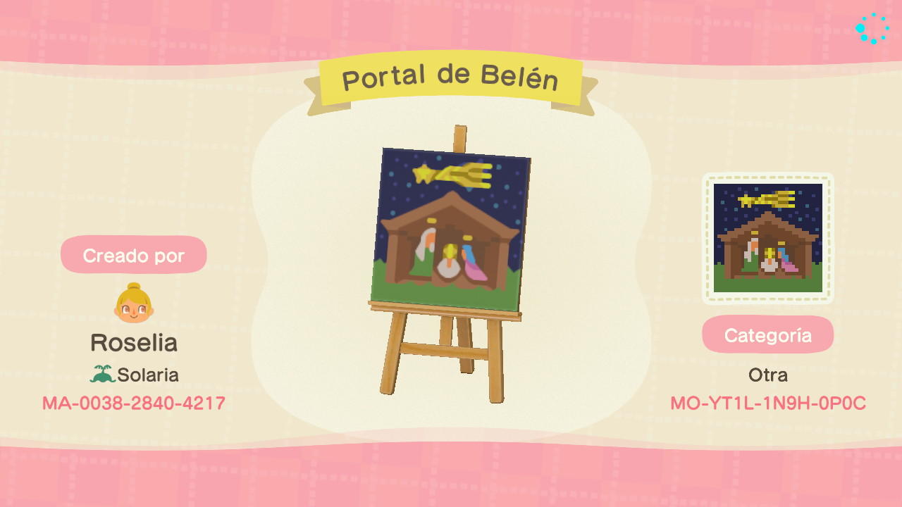 Animal Crossing Design Code: MO-YT1L-1N9H-0P0C Portal de Belen