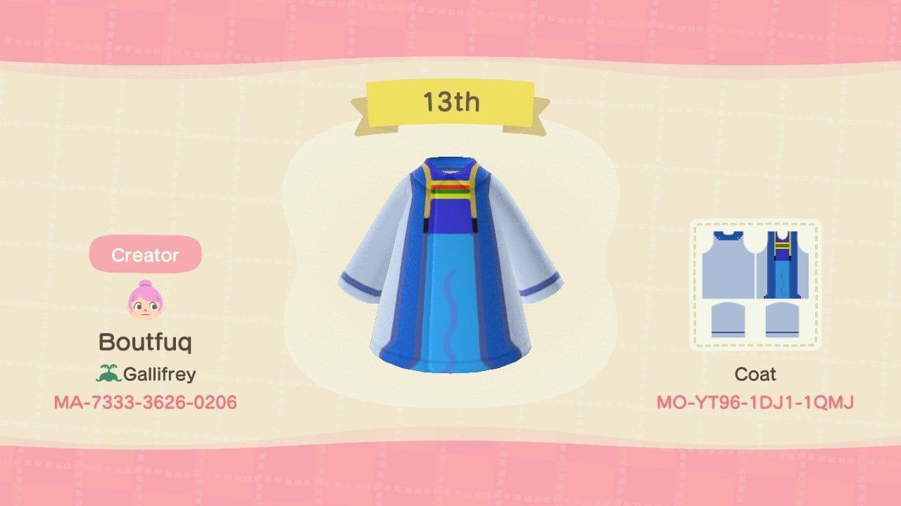 Animal Crossing Design Code: MO-YT96-1DJ1-1QMJ 13th Doctor