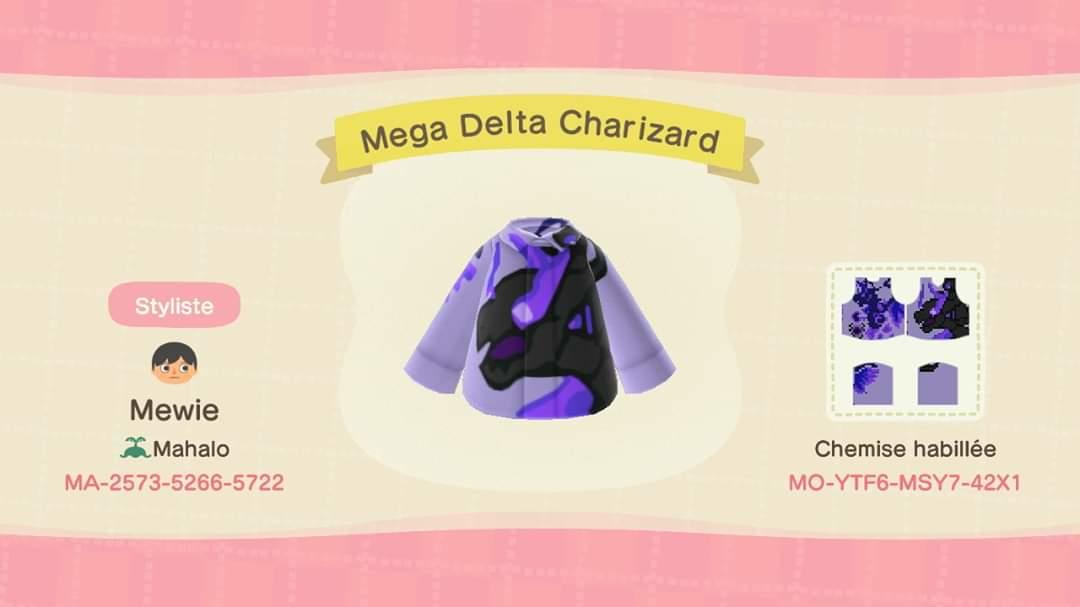 Animal Crossing Design Code: MO-YTF6-MSY7-42X1 Mega Delta Charizard