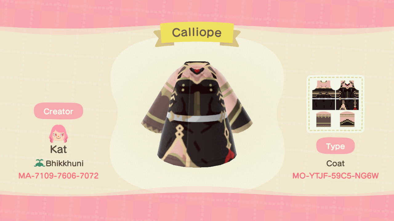 Animal Crossing Design Code: MO-YTJF-59C5-NG6W Calliope (HOLOLIVE)