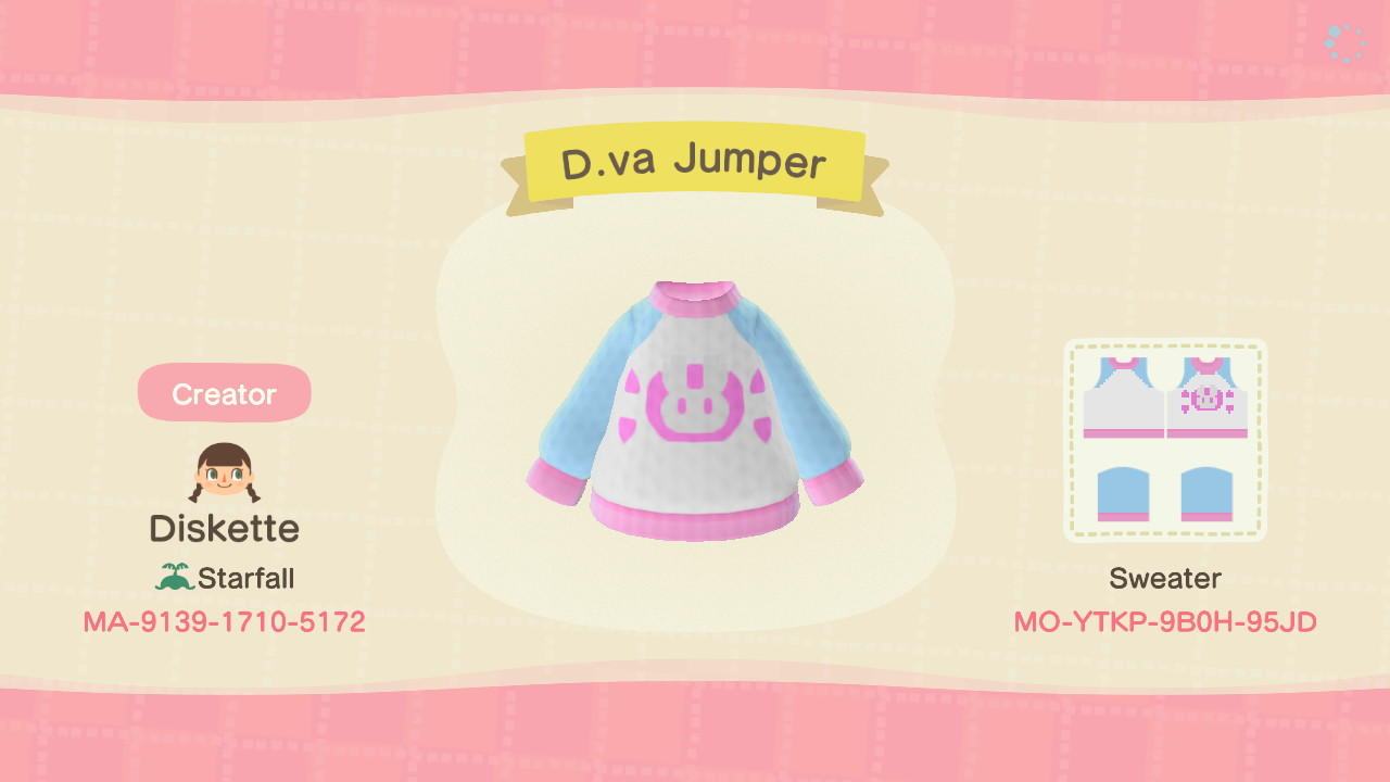 Animal Crossing Design Code: MO-YTKP-9B0H-95JD D.va Jumper