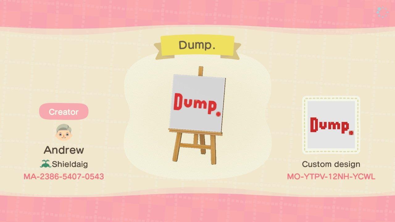 Animal Crossing Design Code: MO-YTPV-12NH-YCWL Dump.